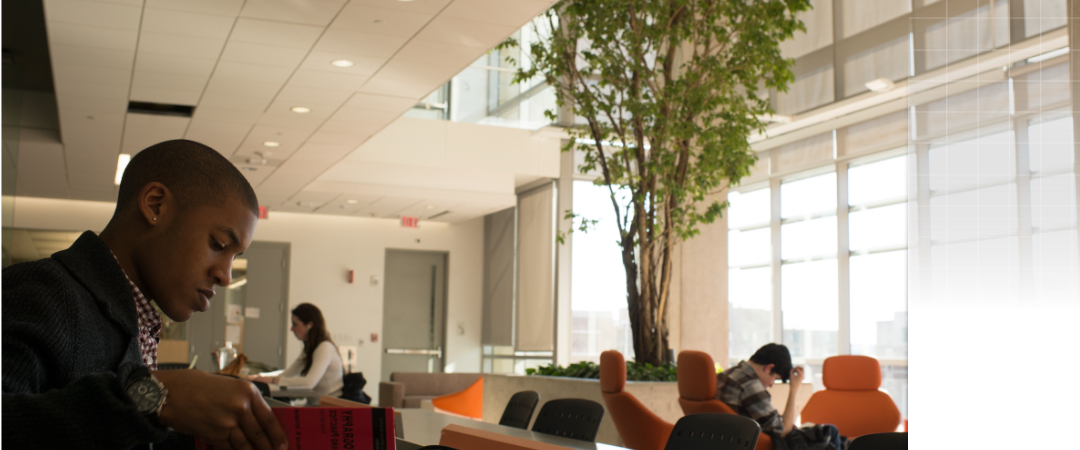 student studying in the science and engineering hall