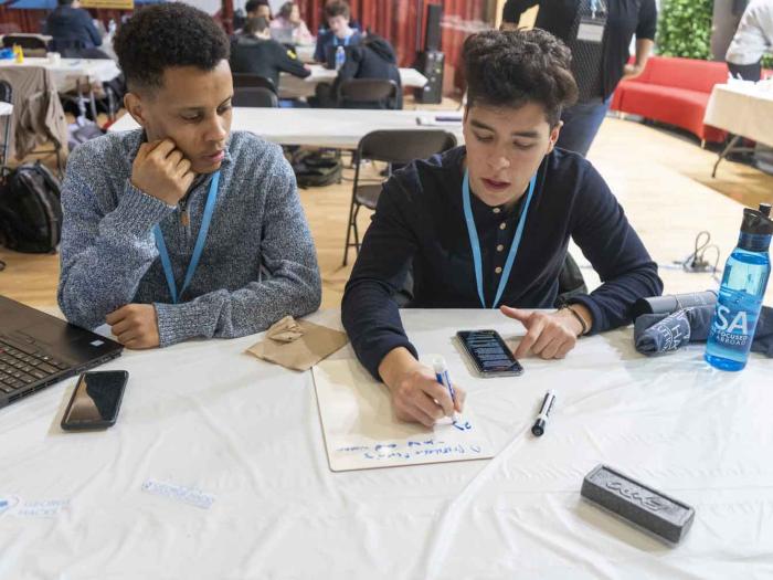 Students at hackathon