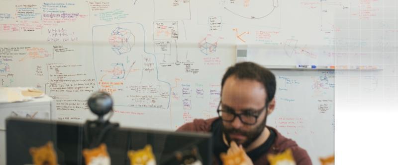 Researcher working at computer