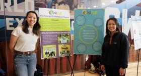 Lena Rose and Darika Shaibekova standing in front of WiCys posters