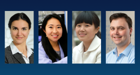 (Left to right) Gina Adam, Ling Hao, Fang Jin and Arkady Yerukhimovich are advancing their fields with the help of NSF Career grants.